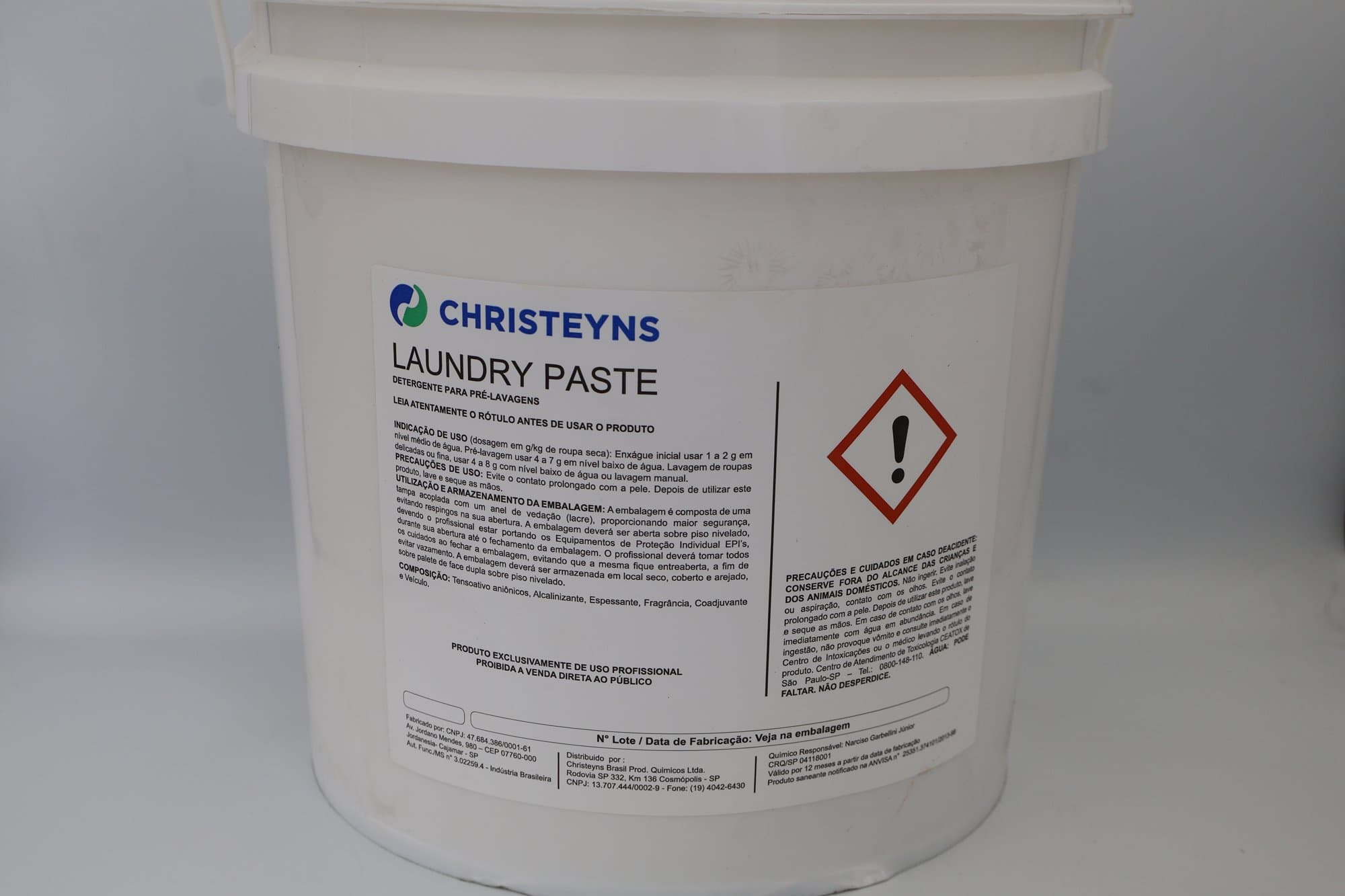 Detergente de Pré-Limpeza em Pasta Laundry Paste Christeyns - Balde 10 kg