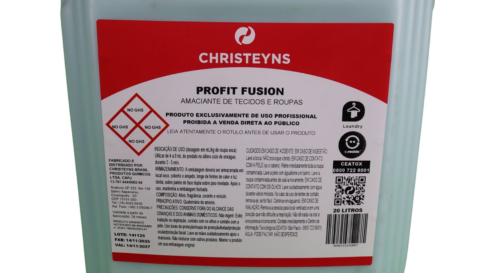 Amaciante Profit Fusion Christeyns 20 L