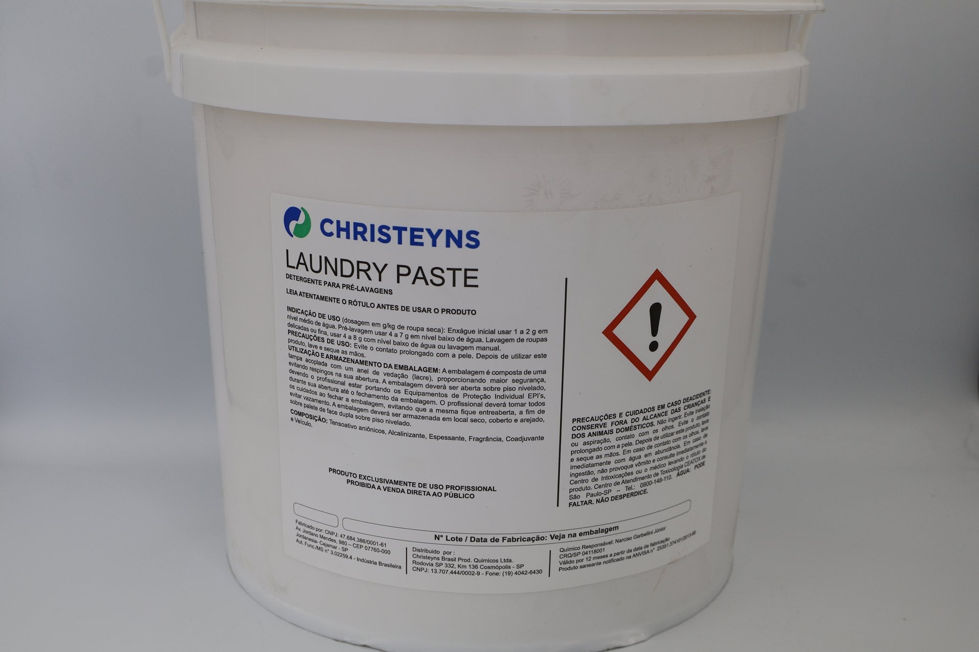 Detergente de Pré-Limpeza em Pasta Laundry Paste Christeyns - Balde 10 kg